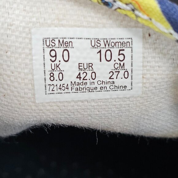 Vans X SpongeBob Checkerboard Yellow Blue Low Top Slip On Shoes Men 9 Women 10.5 - Picture 13 of 13